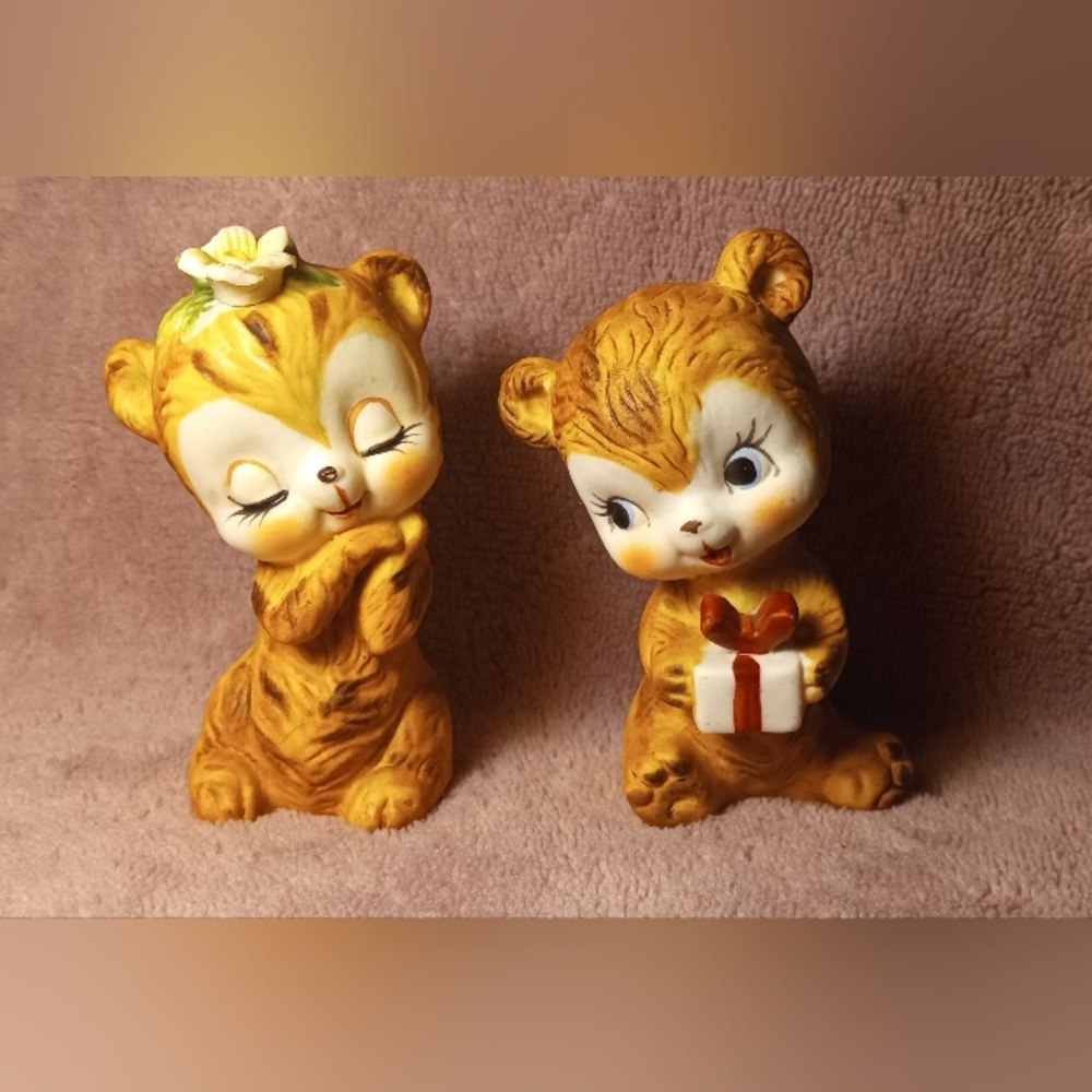Vintage Set Napco Boy and Girl Bears Salt & Pepper Shakers 60s/70s Japan Import